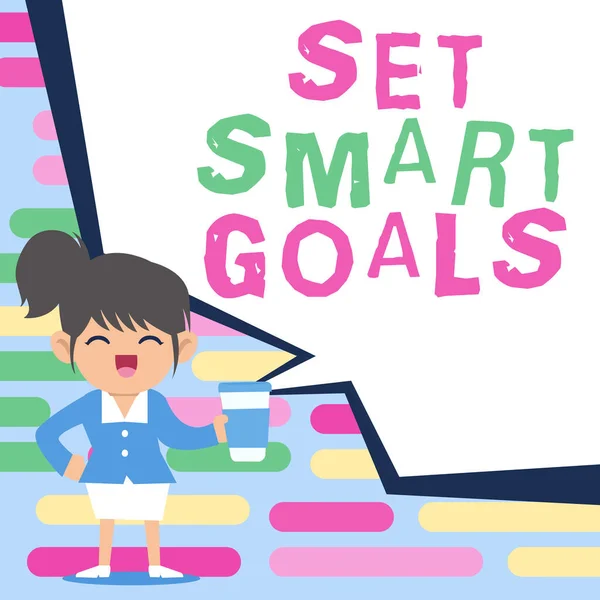 Sign Displaying Set Smart Goals Internet Concept Establish Achievable Objectives —  Fotos de Stock
