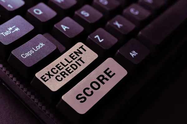 Text Sign Showing Excellent Credit Score Business Idea Persons Report — Fotografia de Stock