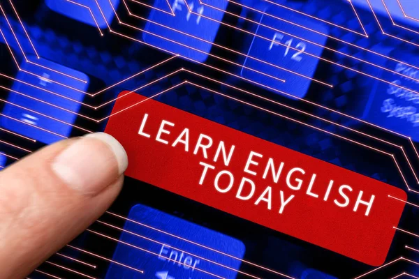 Text Sign Showing Learn English Today Word Written Gain Acquire — Stockfoto