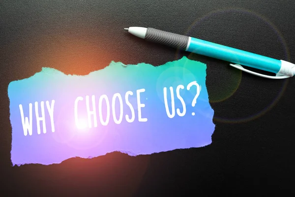 Neden Bizi Seçtiğiniz Kavramsal Başlık Markamızı Diğer Argümanlara Tercih Etmek — Stok fotoğraf