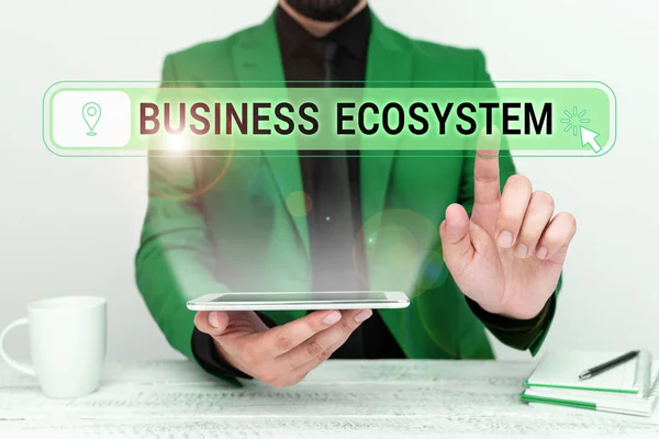 Podepsat Zobrazení Business Ecosystem Konceptuální Foto Vypracovat Realizovat Růstové Příležitosti — Stock fotografie