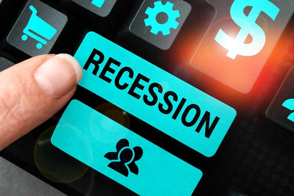 Ручной Знак Рецессия Обзор Бизнеса Процесс Прогрессивного Снижения Роста Период — стоковое фото