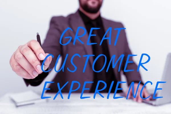 stock image Writing displaying text Great Customer Experience, Conceptual photo responding to clients with friendly helpful way