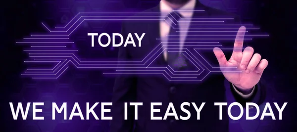 Text Sign Showing Make Easy Today Internet Concept Offering Solutions — Φωτογραφία Αρχείου