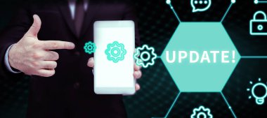 Text sign showing Update, Conceptual photo Make something more modern Adding new facts Changing its design