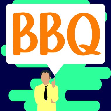 Yazılı metin başlığı Bbq, Sözcük genellikle açık havada ahşap veya kömür üzerinde et tüttürerek yapılır