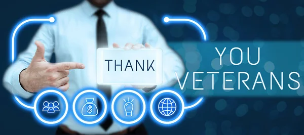 Text Caption Presenting Thank You Veterans Business Overview Expression Gratitude — Photo