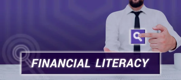 Text Caption Presenting Financial Literacy Word Understand Knowledgeable How Money — Zdjęcie stockowe