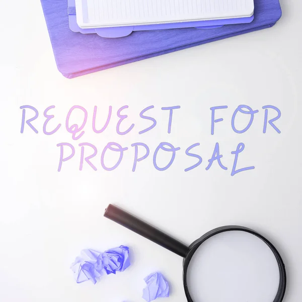 stock image Conceptual caption Request For Proposal, Business idea document contains bidding process by agency or company