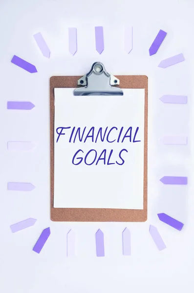 Logga Med Finansiella Mål Affärsöversiktsmål Som Vanligtvis Drivs Specifika Framtida — Stockfoto