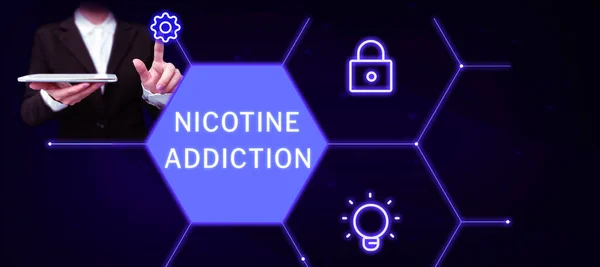 Schrijven Met Tekst Nicotine Addiction Bedrijfsoverzicht Voorwaarde Van Verslaafd Zijn — Stockfoto