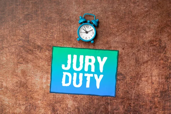 Hand Writing Sign Jury Duty Word Written Obligation Period Acting — Zdjęcie stockowe