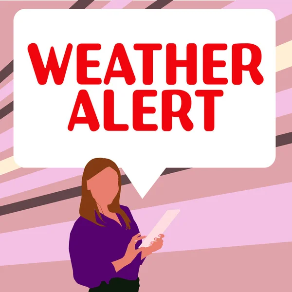 Texto Que Mostra Inspiração Alerta Meteorológico Visão Geral Negócio Alerta — Fotografia de Stock