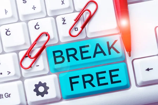 Text Sign Showing Break Free Business Idea Another Way Saying — 스톡 사진