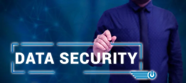 Textskylt Som Visar Datasäkerhet Affärsöversikt Sekretess Diskkryptering Säkerhetskopiering Lösenordsskydd — Stockfoto