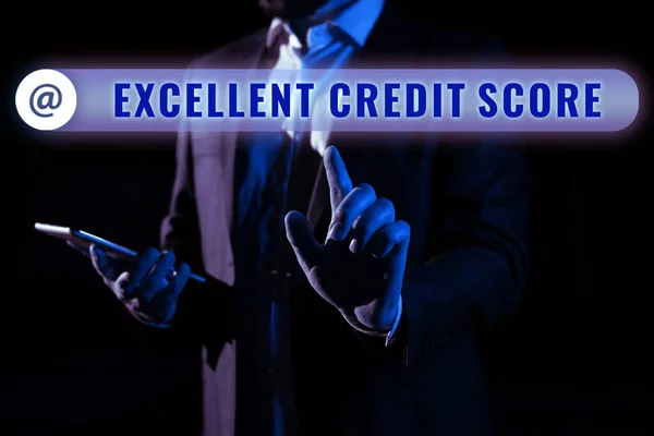 Text Caption Presenting Excellent Credit Score Business Approach Persons Report — 스톡 사진