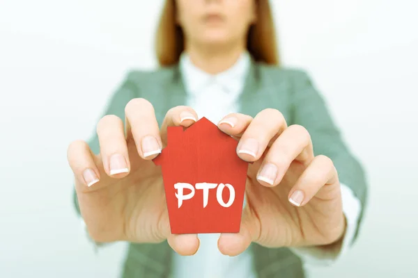 Konceptuell Visning Pto Affärsstrategi Arbetsgivaren Beviljar Ersättning För Semester — Stockfoto