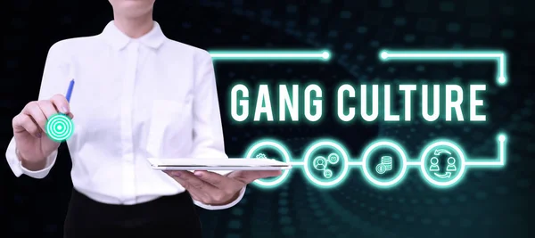 Text sign showing Gang Culture, Internet Concept particular organization of criminals or group of gangsters that follow ones habits