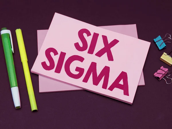 Hand Writing Sign Six Sigma Word Γράφτηκε Για Τεχνικές Διαχείρισης — Φωτογραφία Αρχείου