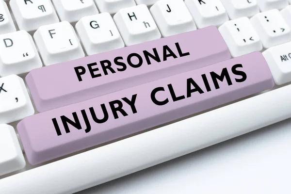 Text caption presenting Personal Injury Claims, Word Written on being hurt or injured inside work environment