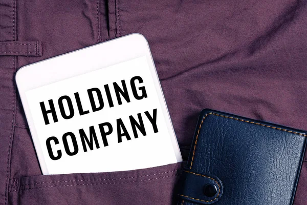 Text Showing Inspiration Holding Company Concept Meaning Stocks Property Other — Stock Photo, Image