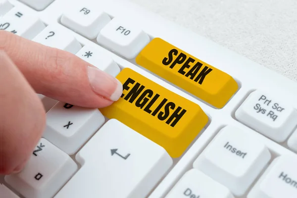 Text Sign Showing Speak English Concept Meaning Study Another Foreign — Stock Photo, Image