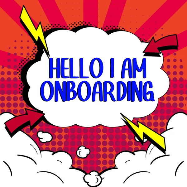 Εγγραφή Εμφάνισης Κειμένου Hello Onboarding Word Action Διαδικασία Ενσωμάτωσης Ενός — Φωτογραφία Αρχείου