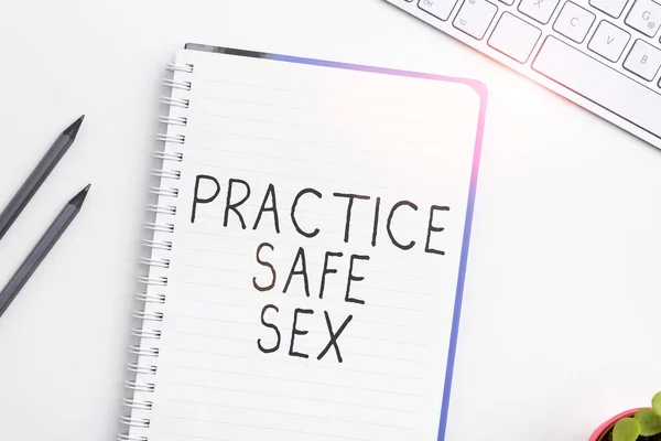 Szöveg Felirat Bemutató Gyakorlat Biztonságos Szex Üzleti Ötlet Közösülés Amelyben — Stock Fotó