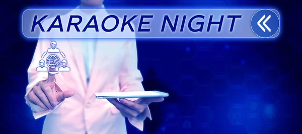 Kézírás Jel Karaoke Night Üzleti Áttekintés Szórakozás Énekel Hangszeres Zene — Stock Fotó