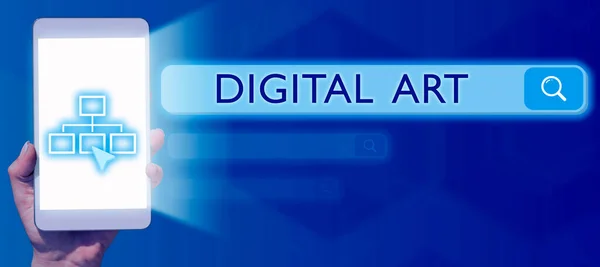 Znak Wyświetlający Digital Art Internet Concept Wykorzystanie Umiejętności Twórczej Wyobraźni — Zdjęcie stockowe