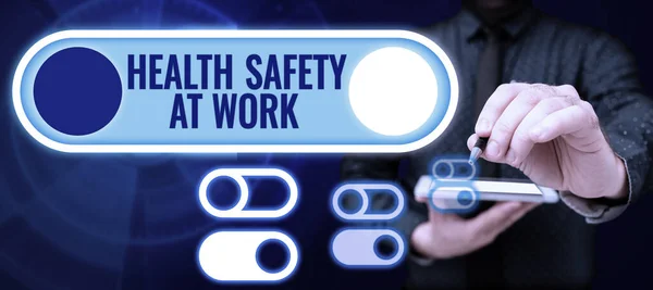 Texto Que Muestra Inspiración Salud Seguridad Trabajo Concepto Internet Procedimientos —  Fotos de Stock