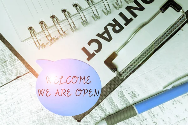 Text Caption Presenting Welcome Open Business Approach Greeting Making Part — Stockfoto