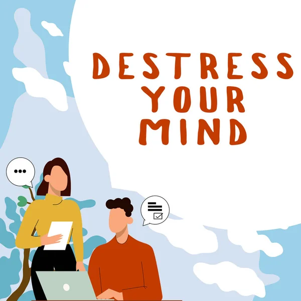 Text caption presenting Destress Your Mind, Word Written on to release mental tension, lessen stress