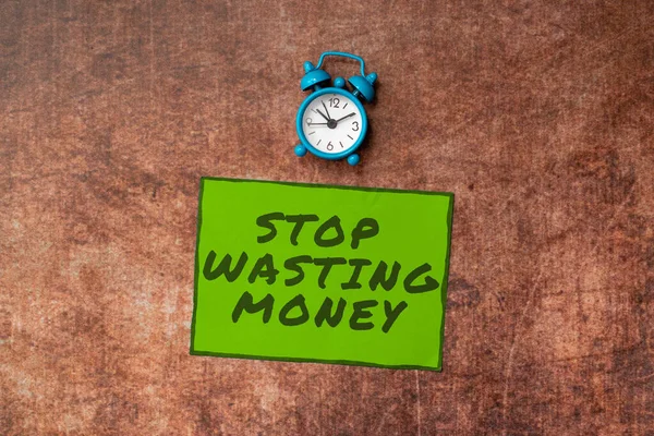 Sign Displaying Stop Wasting Money Business Showcase Advicing Person Group — Stock Photo, Image