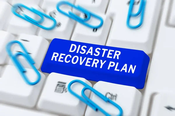 Writing Displaying Text Disaster Recovery Plan Word Written Having Backup — Stock Photo, Image