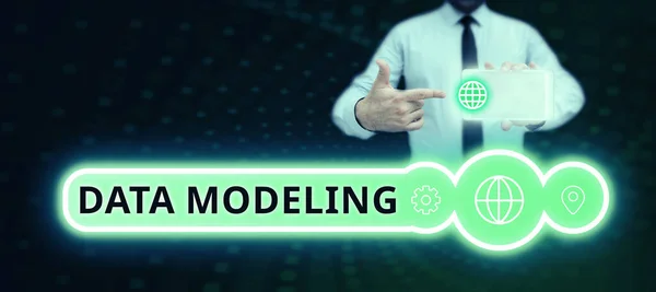 Koncepční Zobrazení Datové Modelování Obchodní Přehled Procesu Přenosu Dat Mezi — Stock fotografie
