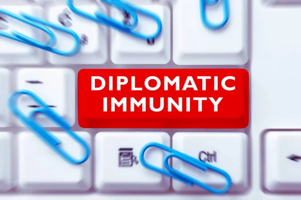 Podpis Zobrazující Diplomatickou Imunitu Pojem Zákon Který Dává Cizím Diplomatům — Stock fotografie
