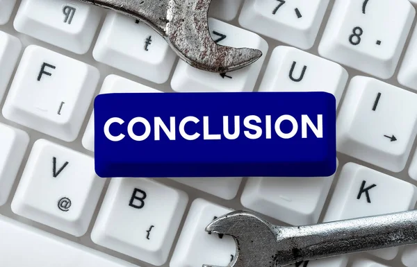 Exibição Conceitual Conclusão Conceito Negócio Análise Resultados Decisão Final Fim — Fotografia de Stock