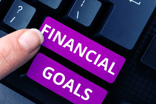 Hand Writing Sign Financial Goals Business Idea Targets Usually Driven — Stock Photo, Image