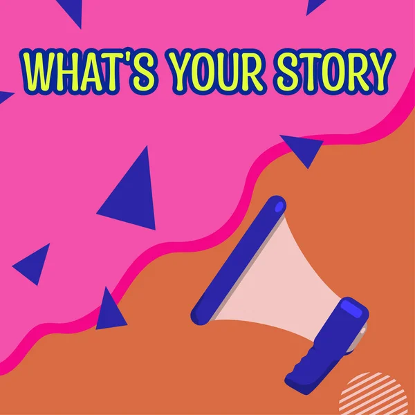 Affichage Conceptuel Whats Your Story Vitrine Affaires Demandant Quelqu Parler — Photo