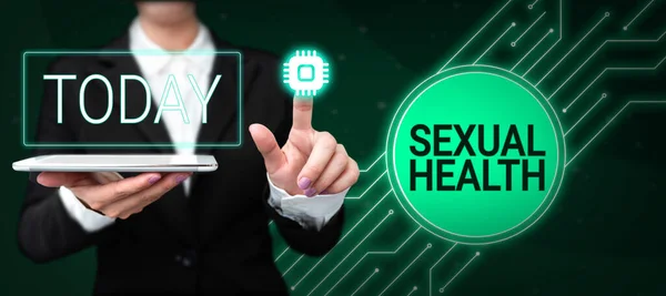 Tekstbord Met Seksuele Gezondheid Zakelijke Benadering Gezonder Lichaam Tevreden Seksueel — Stockfoto