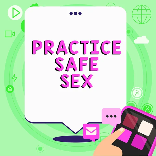 Signe Écriture Pratique Safe Sex Internet Concept Rapports Sexuels Dans — Photo