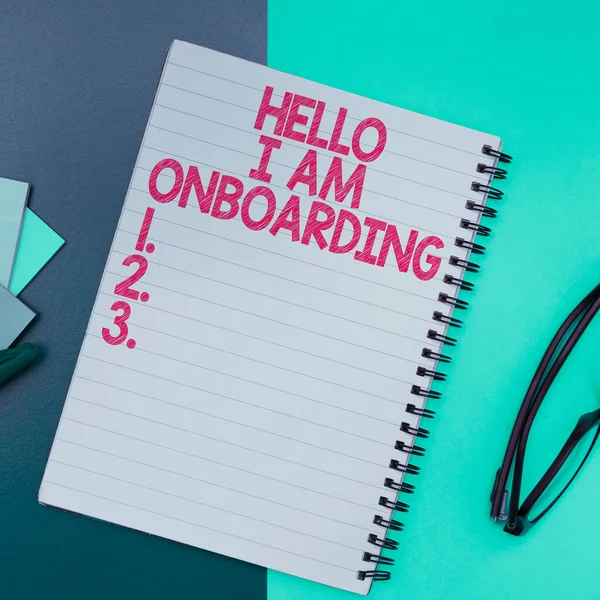 Τίτλος Κειμένου Που Παρουσιάζει Hello Onboarding Επιχειρηματική Προσέγγιση Διαδικασία Δράσης — Φωτογραφία Αρχείου