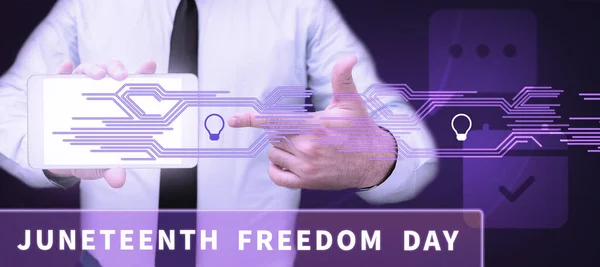 Концептуальная Подпись Juneteenth Freedom Day Conceptual Photo Legal Holiday United — стоковое фото