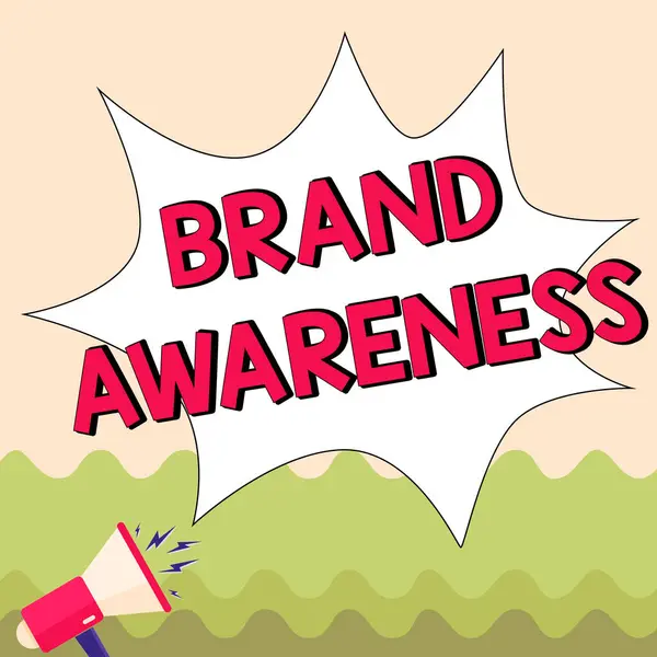 Hand Writing Sign Brand Awareness Internet Concept Name Identifies One — 스톡 사진