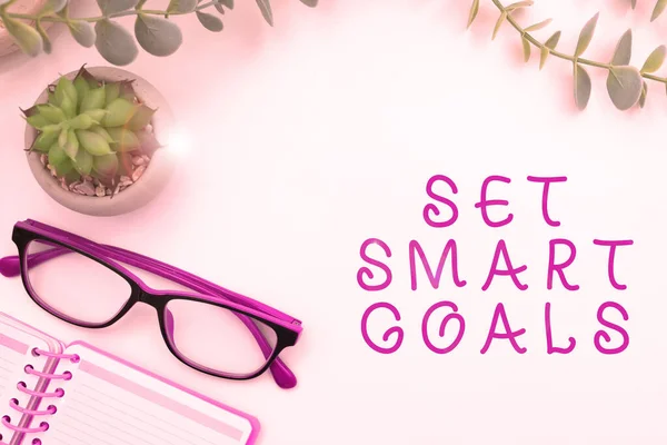 Text Caption Presenting Set Smart Goals Business Idea Establish Achievable — Stok fotoğraf