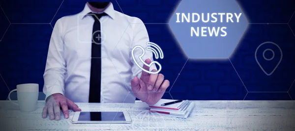 Text Caption Presenting Industry News Business Showcase Technical Market Report — Fotografia de Stock