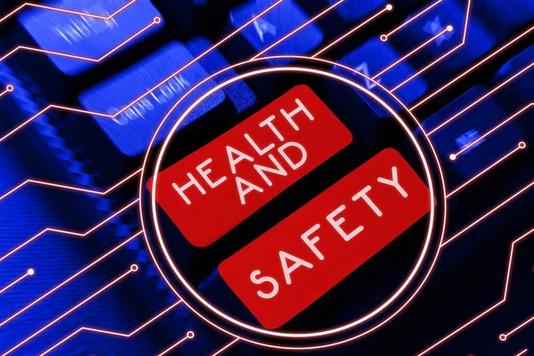 Textschild Für Gesundheit Und Sicherheit Internet Konzept Die Geeigneten Maßnahmen — Stockfoto