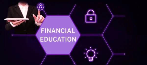 Yazısı Imzası Finansal Eğitim Finans Yatırım Gibi Parasal Alanları Anlama — Stok fotoğraf