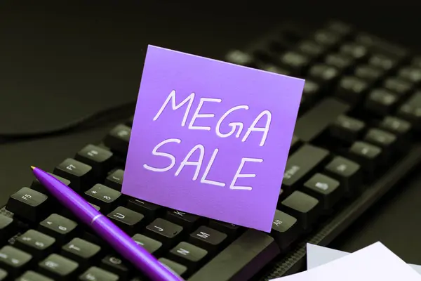 Sign Displaying Mega Sale Business Approach Day Full Special Shopping — Stockfoto